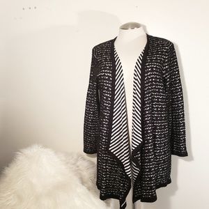 Catherines Plus Long Sleeve Black/White Sweater